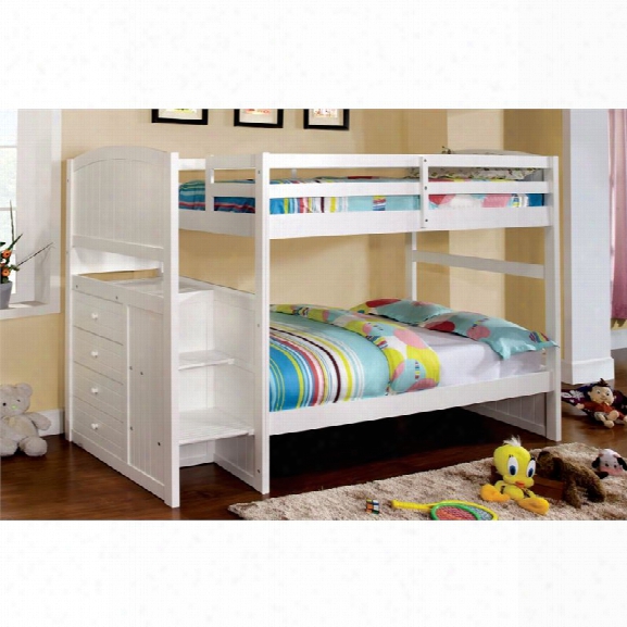 Furniture Of America Buntix Twin Over Twin Bunk Bed In White