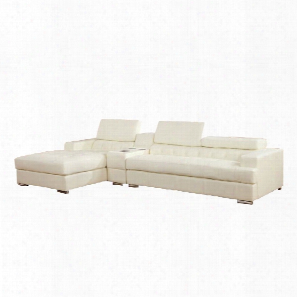 Furniture Of America Contreras 2 Piece Leather Sectional In White