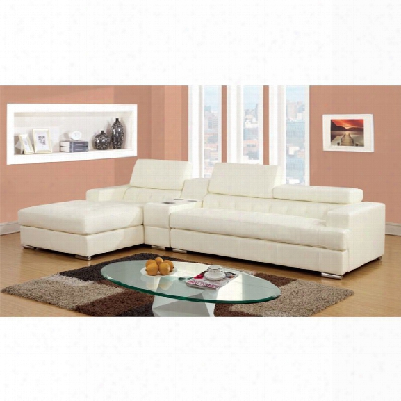 Furniture Of America Contreras 2 Piece Leatherette Sectional In White