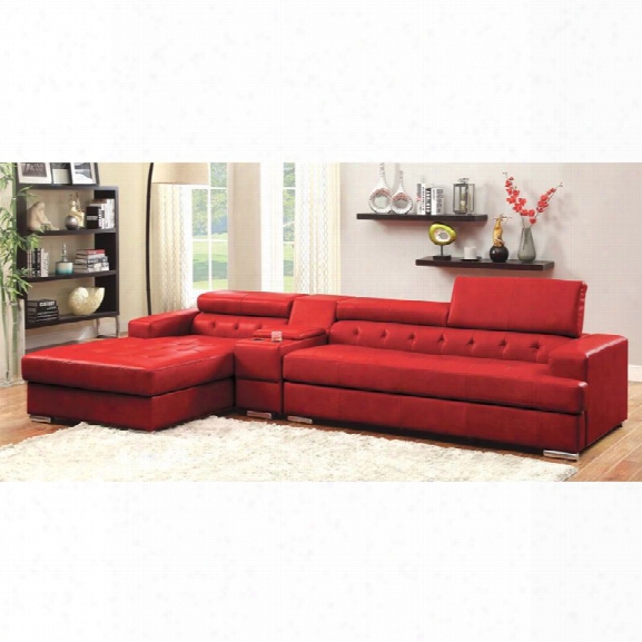 Furniture Of America Contreras 2 Piece Leatherette Sectional In Red