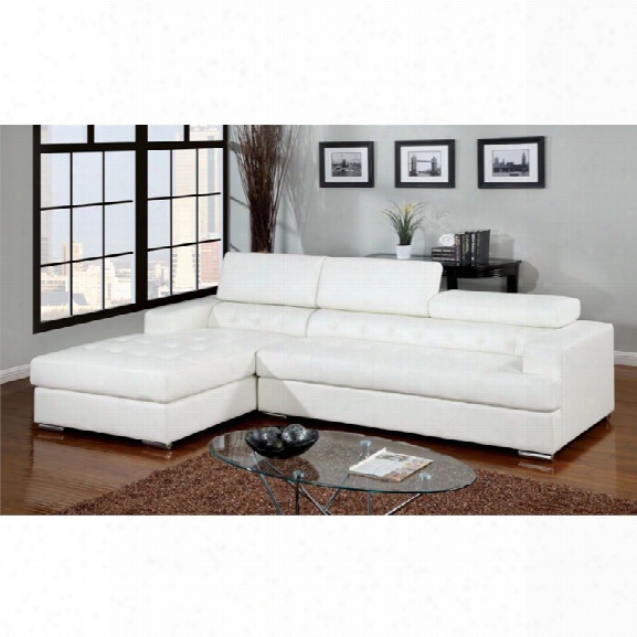 Furniture Of America Contreras Leatherette Sectional In White