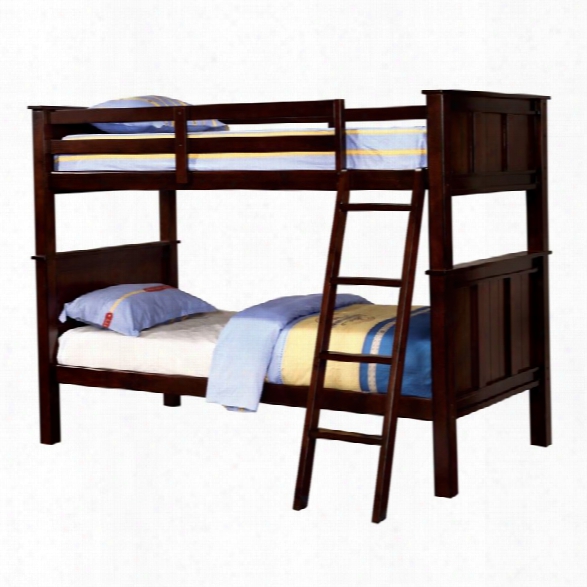Furniture Of America Cory Twin Over Twin Bunk Bed In Dark Walnut