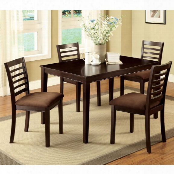 Furniture Of America Cowhan 5 Piece Dining Set In Espresso