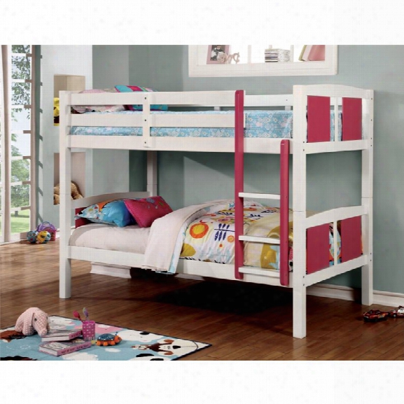 Furniture Of America Cruseau Twin Over Twin Bunk Bed In Pink