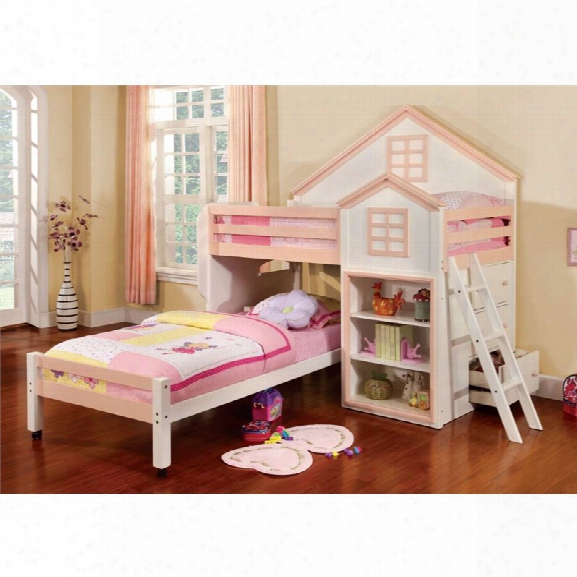 Furniture Of America Elwood Twin Over Twin Bunk Bed In White