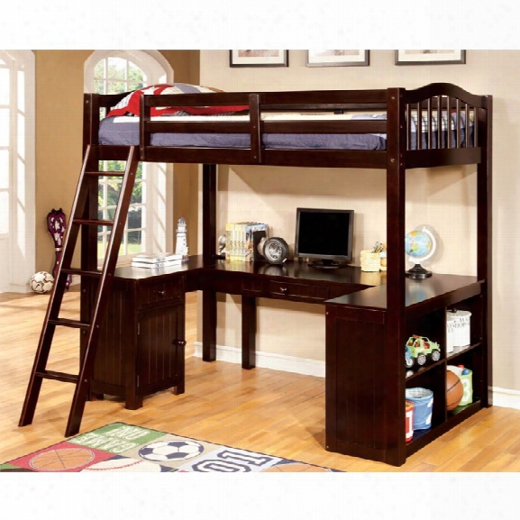 Furniture Of America Franklyn Twin Loft Bed With Desk In Espresso