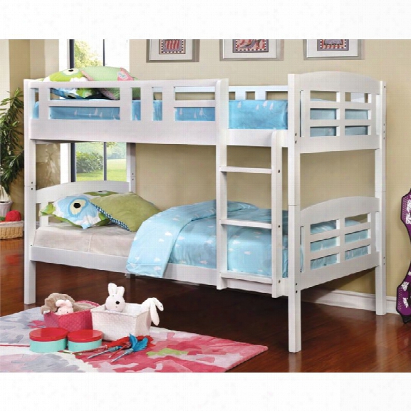 Furniture Of America Golnessa Twin Over Twin Bunk Bed In White