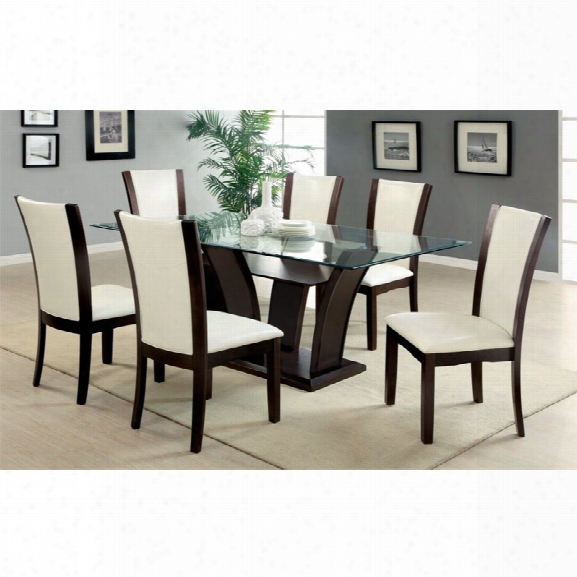 Furniture Of America Hartstock 7 Piece Dining Set In White