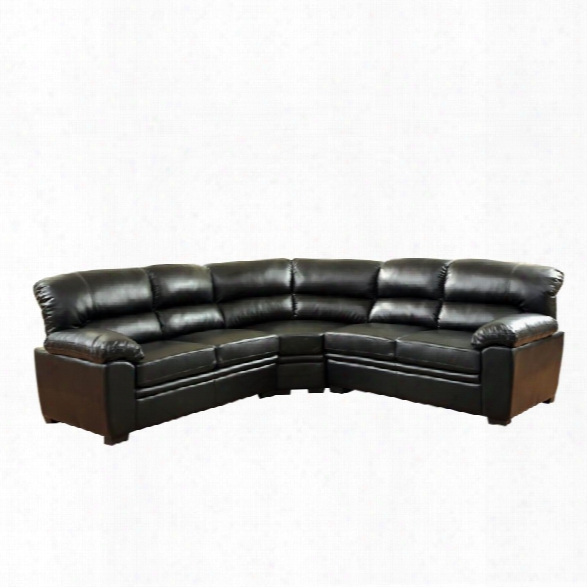 Furniture Of America Jaran Leather Tufted Sectional In Black