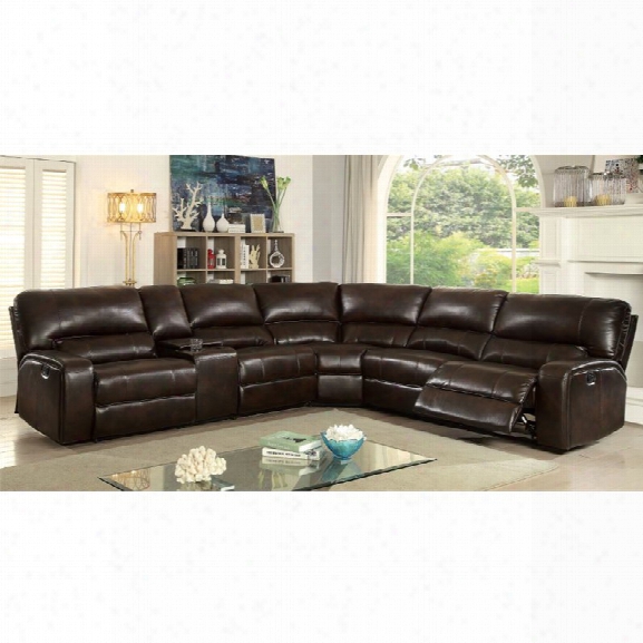 Furniture Of America Josette Transitional Reclining Sectional In Brown