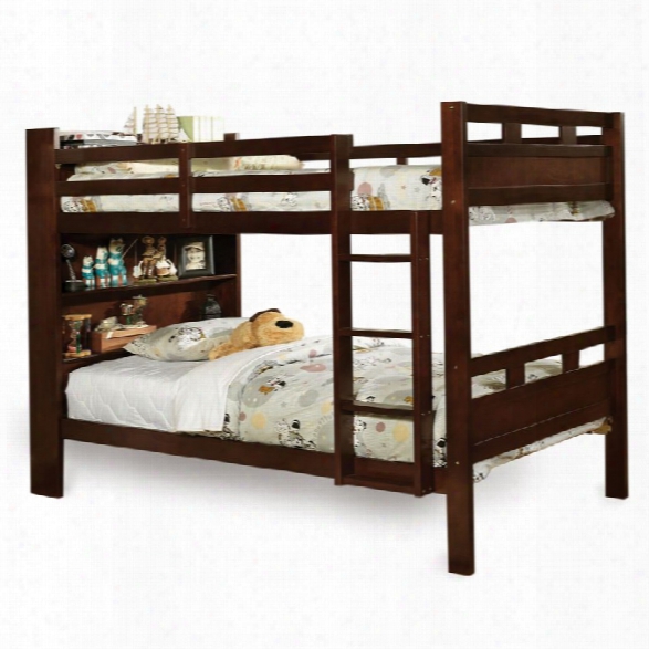 Furniture Of America Julliant Twin Over Twin Bunk Bed In Walnut