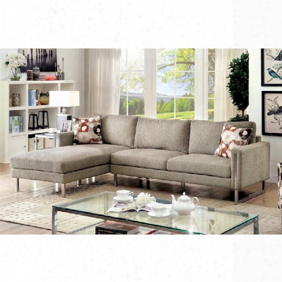 Furniture Of America Kamen Ii Chenille Fabric Sectional In Pewter