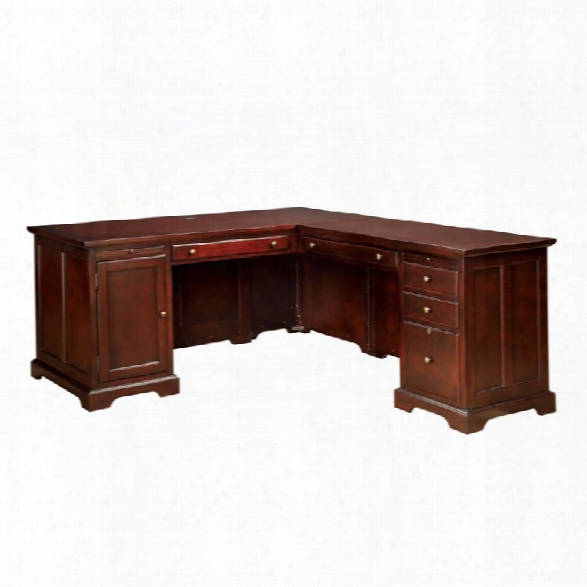 Furniture Of America Klay L-shaped Executive Desk In Cherry