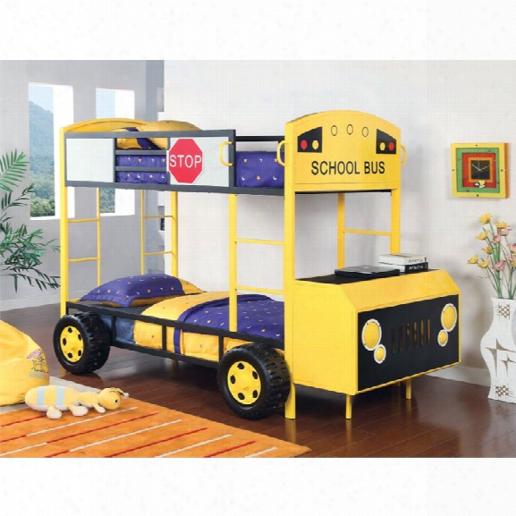 Furniture Of America Kruses Twin Over Twin School Bus Bunk Bed