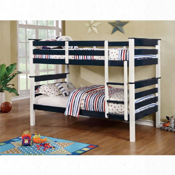 Furniture Of America Leuan Twin Over Twin Bunk Bed In Blue