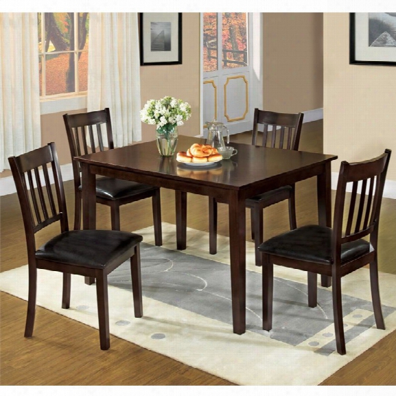 Furniture Of America Lucerno 5 Piece Dining Set In Espresso