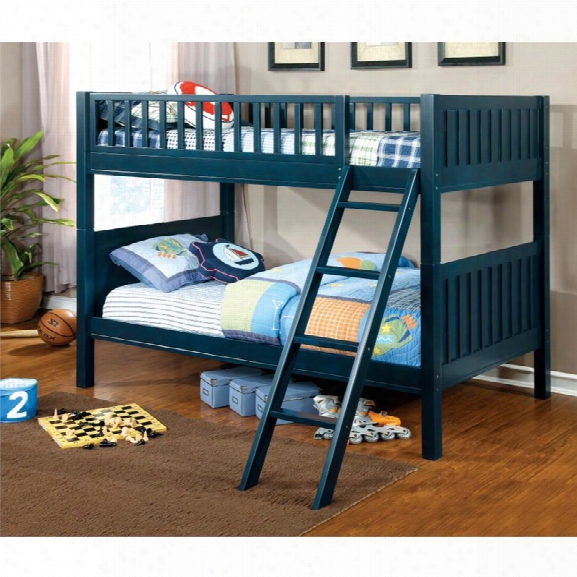 Furniture Of America Marty Twin Over Twin Bunk Bed In Dark Blue