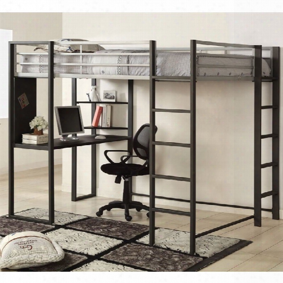 Furniture Of America Mattelius Full Loft Bed In Silver And Gun Metal