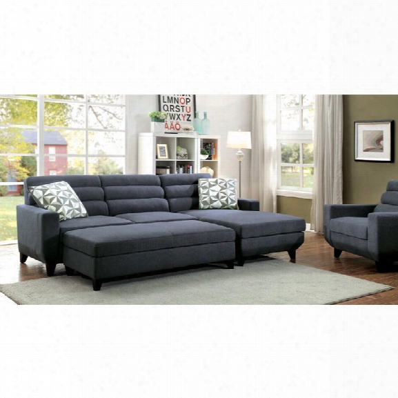 Furniture Of America Mylah 3 Piece Sectional Set In Dark Gray