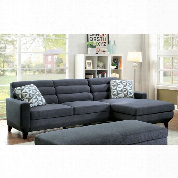 Furniture Of America Mylah Padded Fabric Sectional In Dark Gray