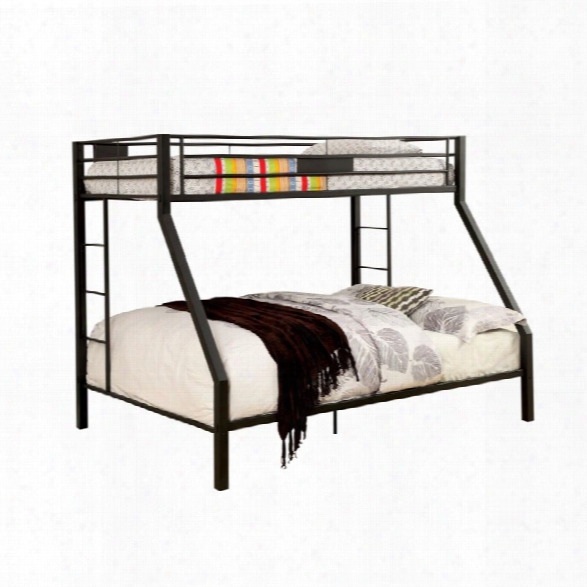 Furniture Of America Rivell Twin Over Queen Metal Bunk Bed In Black