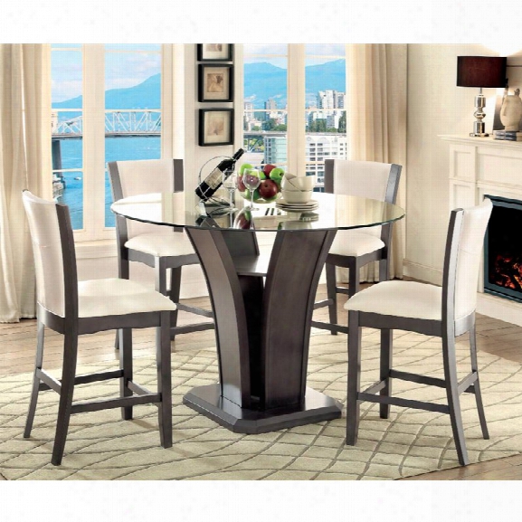 Furniture Of America Sampson 5 Piece Counter Height Dining Set In Gray