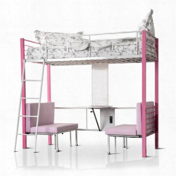 Furniture Of America Tennille Convertible Loft Bed And Table In Pink