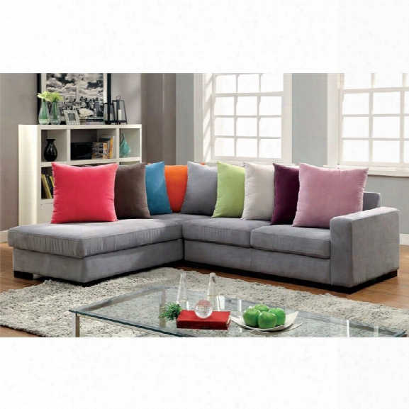 Furniture Of America Trantham Flannelette Sectional In Gray