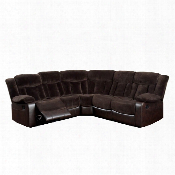 Furniture Of America Voitise Fabric Reclining Sectional In Brown