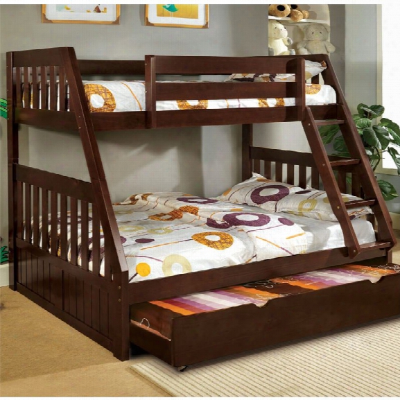 Furniture Of America Welchen Twin Over Full Bunk Bed In Oak