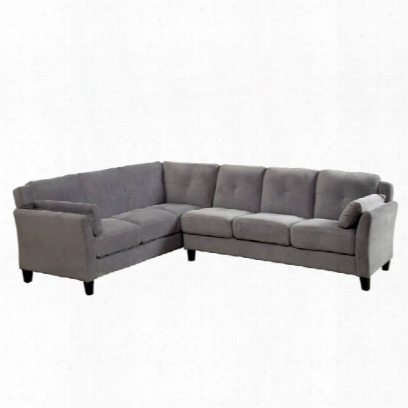 Furniture Of America Willa Tufted Fabric Sectional In Gray