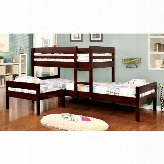 Furniture Of America Wo Ody Twin Over Twin Bunk Bed With Twin Bed