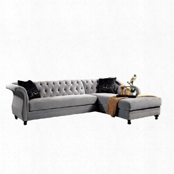 Furniture Of America Yantzy Tufted Fabric Sectional In Light Taupe