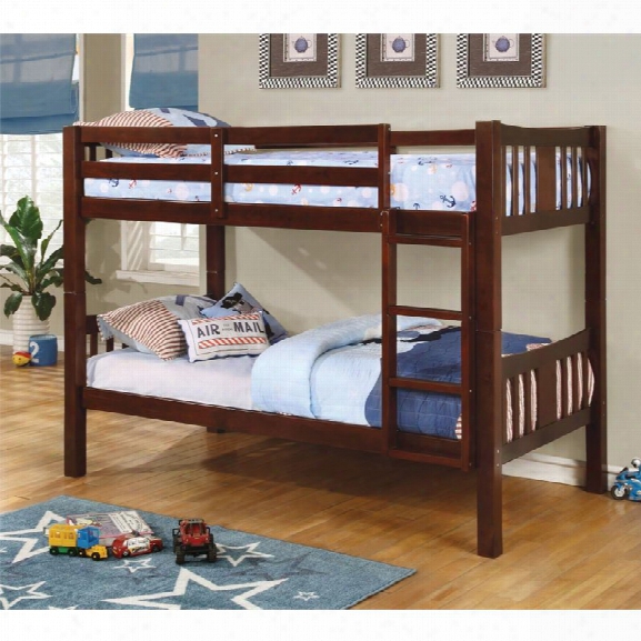 Furniture Of America Yasmine Twin Over Twin Bunk Bed In Dark Walnut