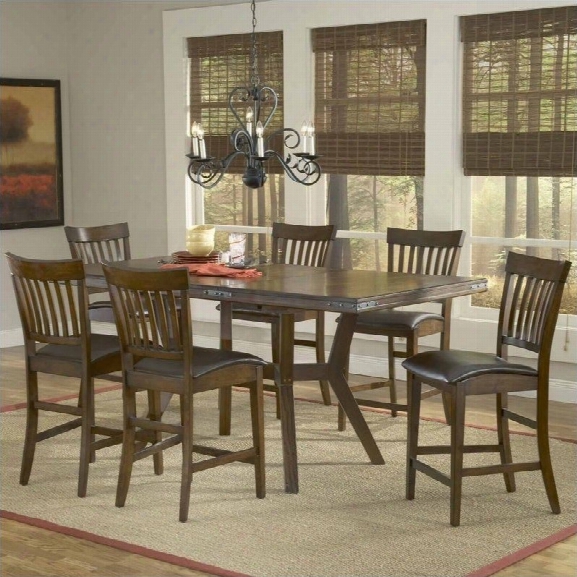 Hillsdale Arbor Hill 7 Piece Counter Height Dining Set In Chestnut