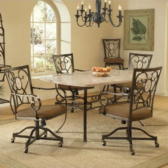 Hillsdale Brookside 5 Piece Dining Set With Oval Caster Chairs