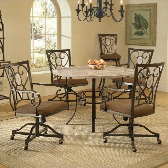 Hillsdale Brookside 5 Piece Round Dining Set W/ Oval Caster Chairs