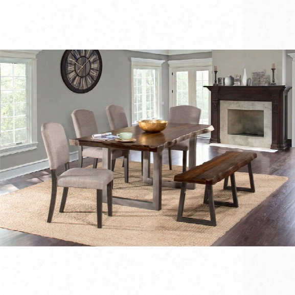 Hillsdale Emerson 6 Piece Dining Set In Gray Sheesham