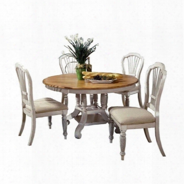Hillsdale Wilshire 5 Piece Round Dining Table Set In Antique White