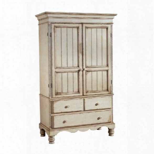 Hillsdale Wilshire Distressed Wardrobe Armoire In Antique White