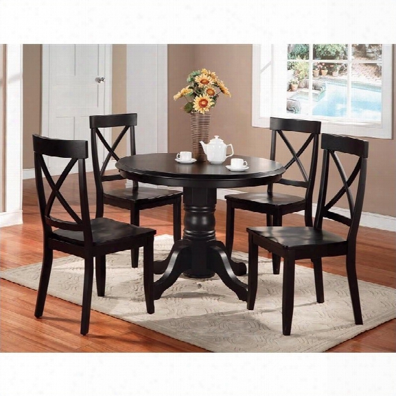 Home Styles 5 Piece Black Pedestal Dining Table Set