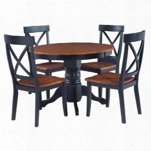 Home Styles 5 Piece Round Pedestal Dining Set In Cottage Oak