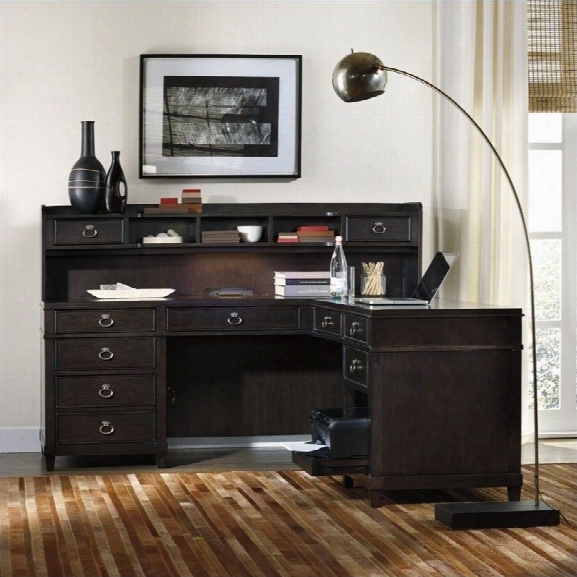 Hooker Furniture Kendrick 3-piece 73 Computer Desk Set In Dark Oak