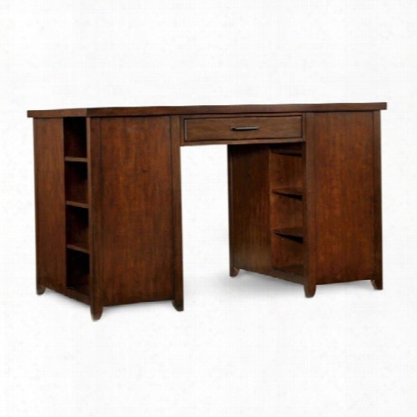 Hooker Furniture Wendover Two Bookcase Pedestal Utility Desk In Distressed Cherry