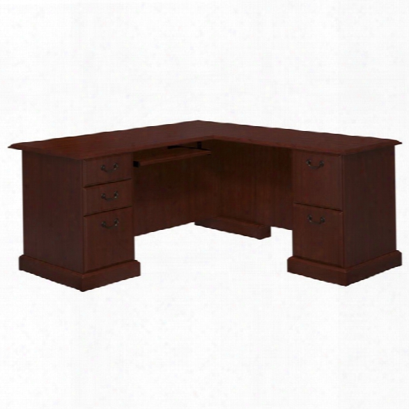 Kathy Ireland By Bush Bennington L Desk In Harvest Cherry