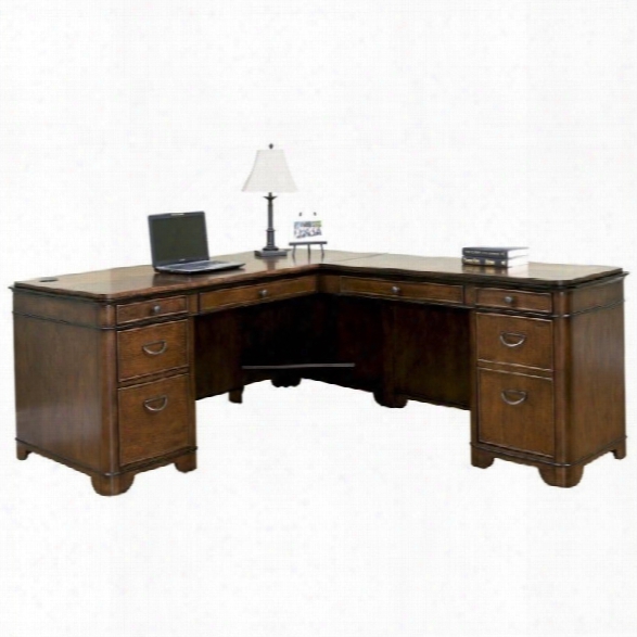 Kathy Ireland Home By Martin Kensington L-shaped Right Handed Computer Desk In Warm Fruitwood