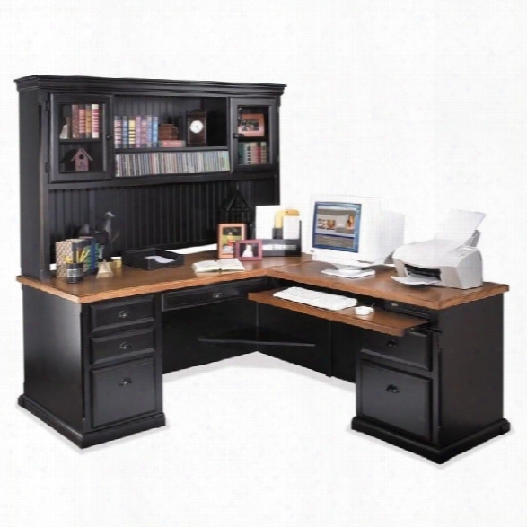 Kathy Ireland Home By Martin Southampton 68 L-shape Wood Executive Desk In Oynx Black