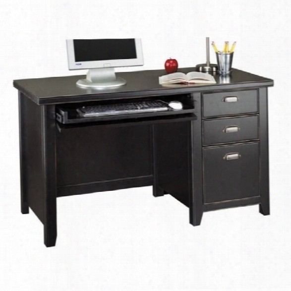 Kathy Ireland Home By Martin Tribeca Loft Black Single Pedestal Desk