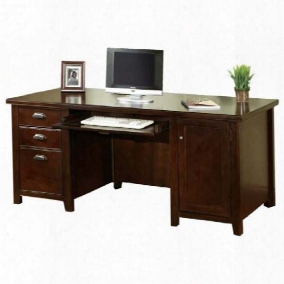 Kathy Ireland Home By Martin Tribeca Loft Double Pedestal Wood Computer Desk In Cherry