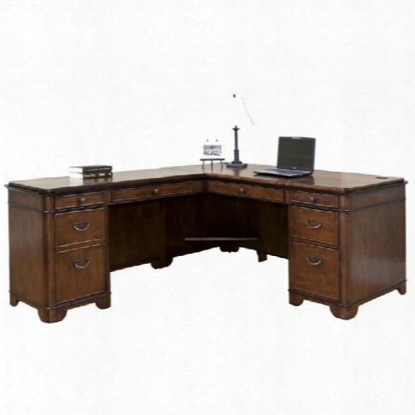 Kathy Ireland Home L-shaped Computer Desk In Warm Fruitwood